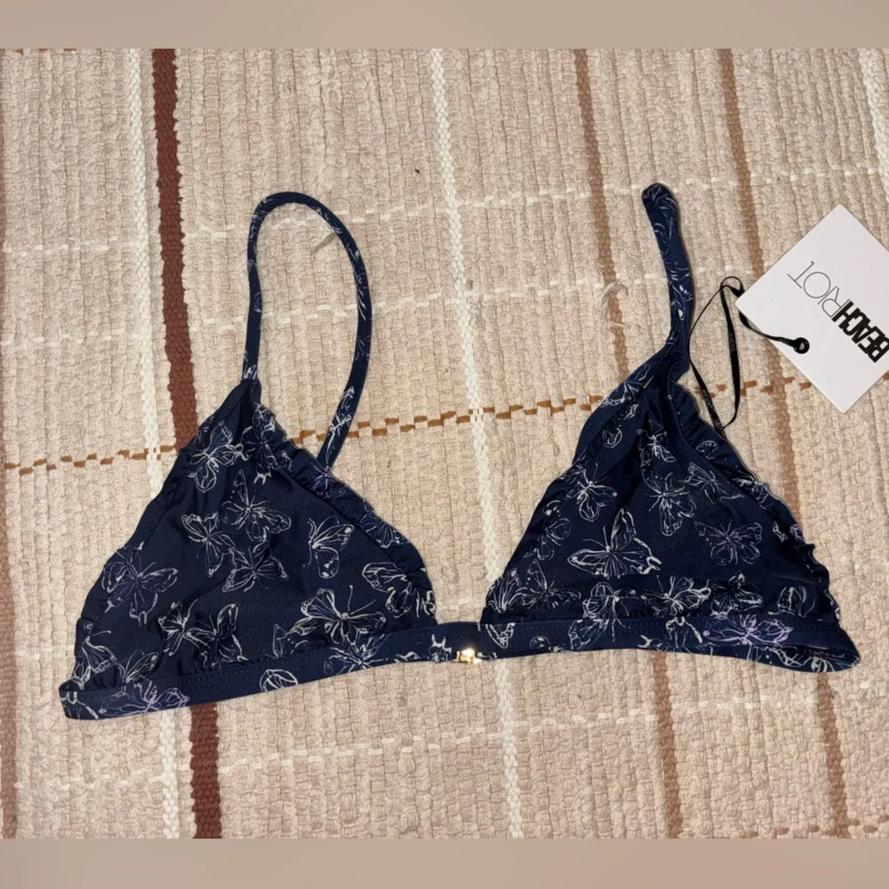 NWT Beach Riot Rosie Bikini Top in Orchid Bloom Butterfly